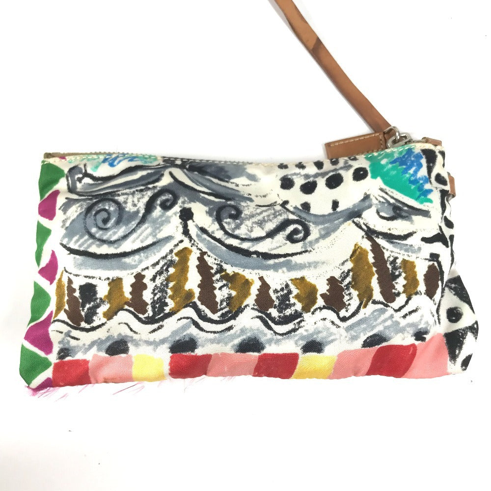 PRADA BR2515 Venetian Print All-Over Triangle Logo Plaque Shoulder Bag/Tote Bag in Vinyl/Leather, Multicolor