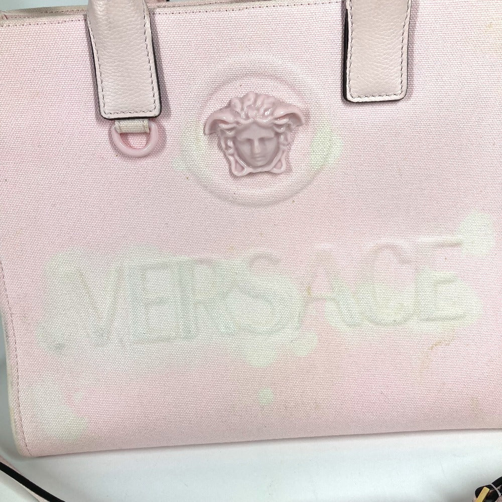 VERSACE メデューサ ロゴ ラ・メドゥーサバッグ カバン 2WAYバッグ ハンドバッグ トートバッグ 斜め掛け ショルダーバッグ レザー/キャンバス レディース ピンク