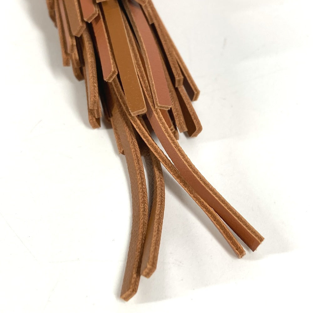 HERMES Chouette Owl Bag Charm, Accessory Keychain Charm, Leather, Women's, Gold/Black/Hatchet Brown