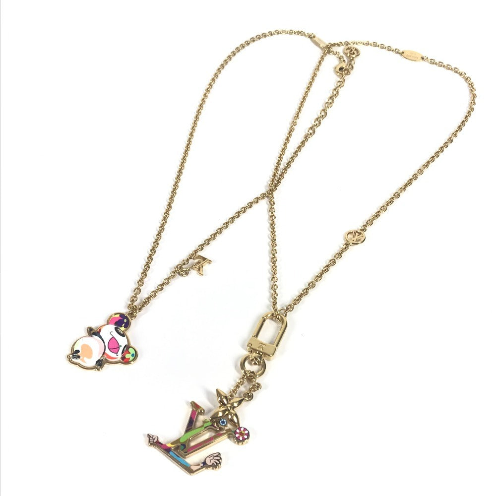 LOUIS VUITTON M02499 LV × TM 村上隆 パンダ セット2ネックレス・スーパーフラット チェーンネックレス 2本セット アクセサリー ネックレス メタル ユニセックス ゴールド