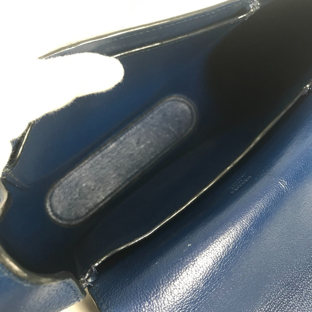 HERMES H Logo Octagon Flap Bag, Crossbody Pochette Shoulder Bag, Epson, Unisex, Blue