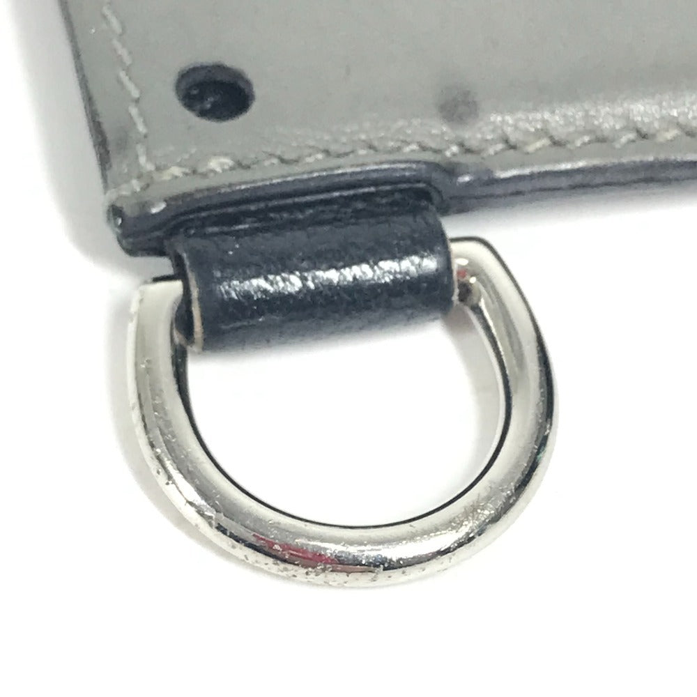HERMES Colormatic Classic Two-Tone Leather Business Card Holder with D-Ring, Gray, Unisex