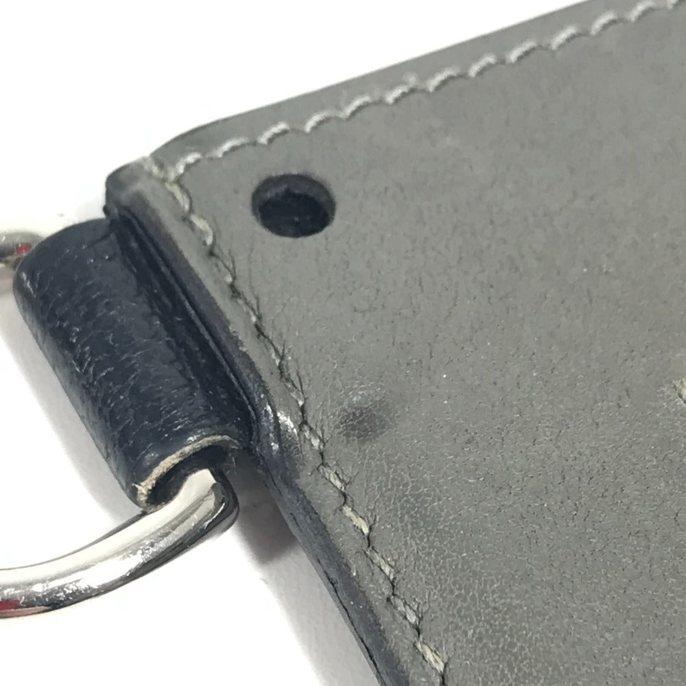 HERMES Colormatic Classic Two-Tone Leather Business Card Holder with D-Ring, Gray, Unisex
