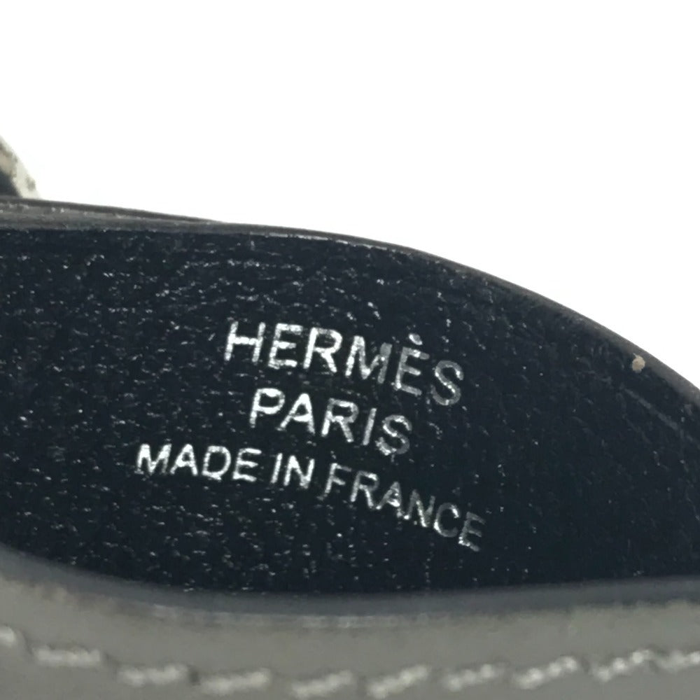 HERMES Colormatic Classic Two-Tone Leather Business Card Holder with D-Ring, Gray, Unisex