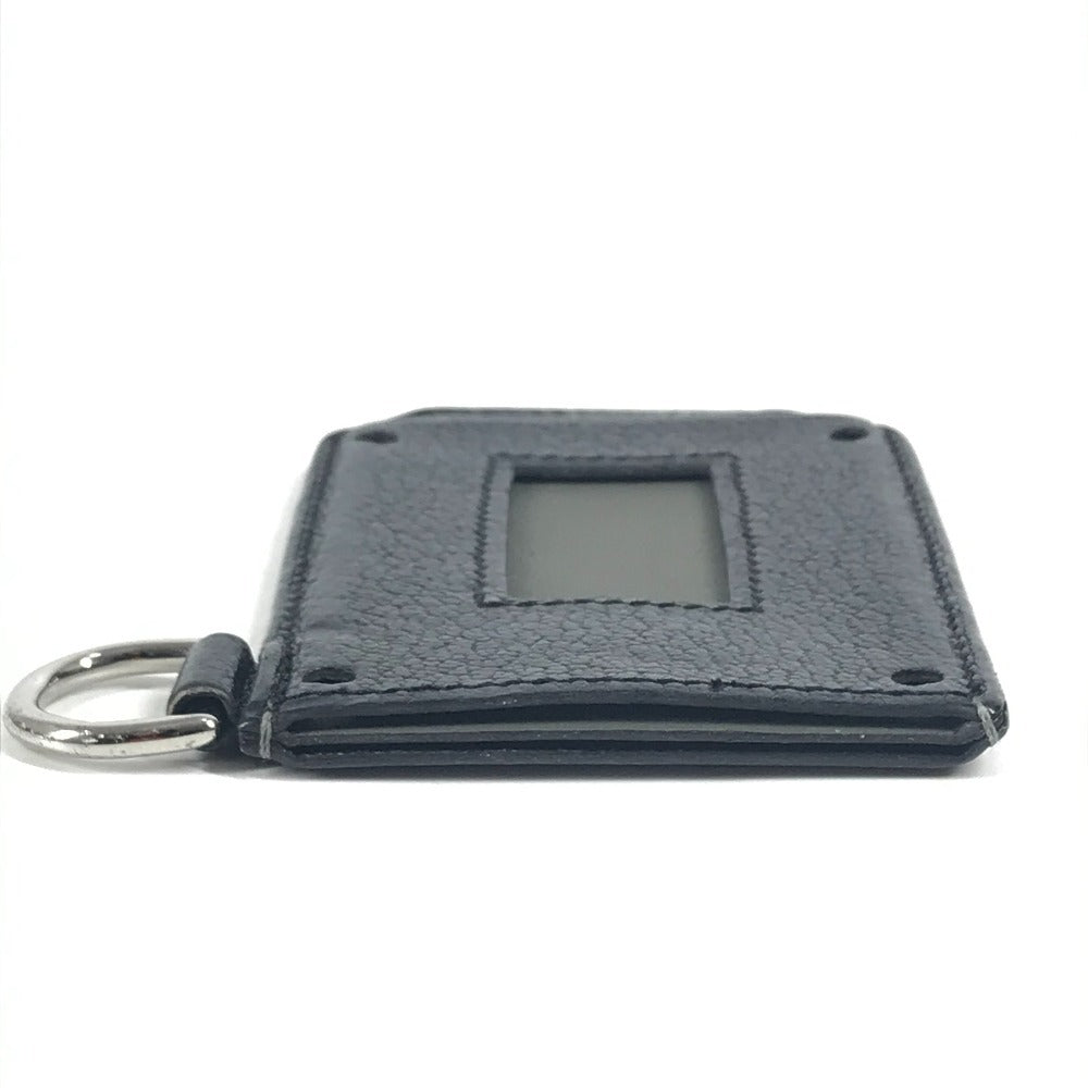 HERMES Colormatic Classic Two-Tone Leather Business Card Holder with D-Ring, Gray, Unisex