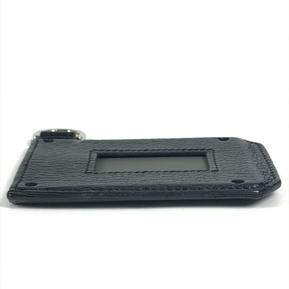 HERMES Colormatic Classic Two-Tone Leather Business Card Holder with D-Ring, Gray, Unisex