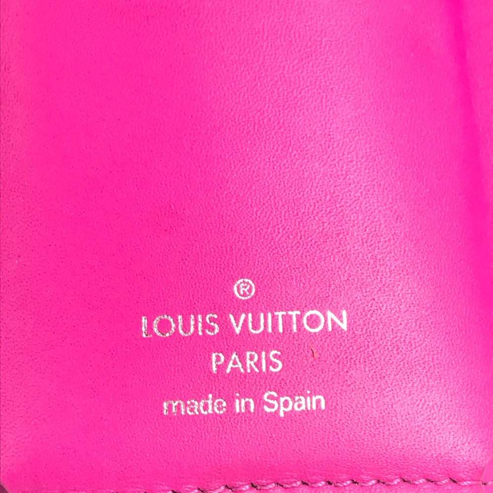 LOUIS VUITTON M30773 Taiga Rama Discovery Compact Wallet, a tri-fold wallet in Taiga leather, unisex, pink.