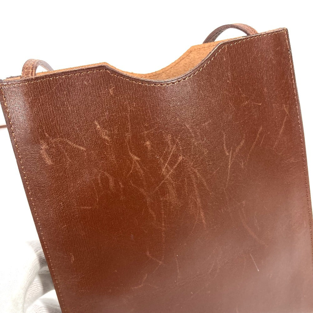 HERMES Onimetu Crossbody Pochette Shoulder Bag in Box Calf Leather, Unisex, Havana Brown