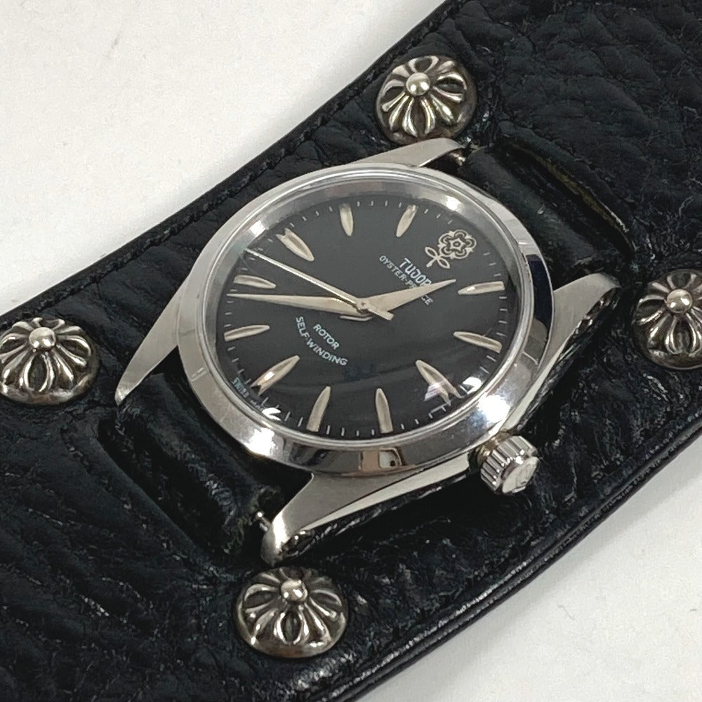 CHROME HEARTS 7964 TUDOR Crossball Gunslinger Dekabara Hand Winding Watch Men's Watch Wristwatch Leather / SS Black/Silver Used