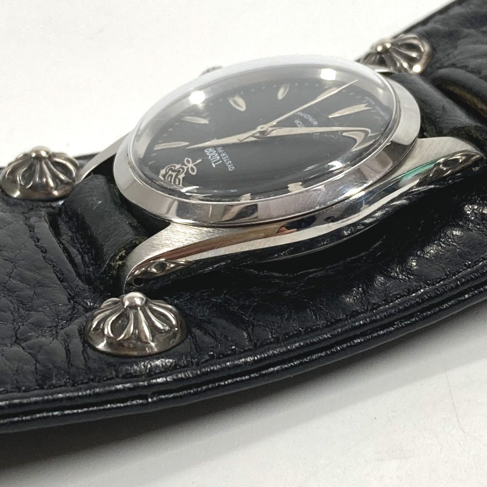 CHROME HEARTS 7964 TUDOR Crossball Gunslinger Dekabara Hand Winding Watch Men's Watch Wristwatch Leather / SS Black/Silver Used