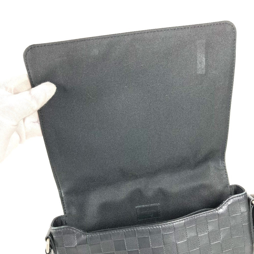 LOUIS VUITTON N41033 ダミエアンフィニ ディストリクトPM ディストリクトPM カバン フラップ 斜め掛け ショルダーバッグ ダミエアンフィニレザー ユニセックス オニキス ブラック