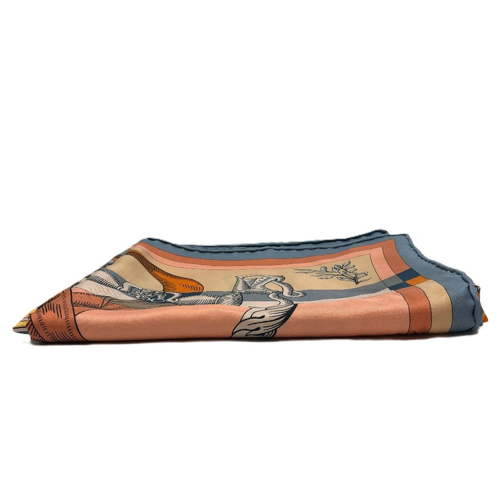 HERMES Double-Face Della Cavalleria Carre 90 Carre 90 Shawl Stole Large Scarf Scarf Silk Unisex Orange