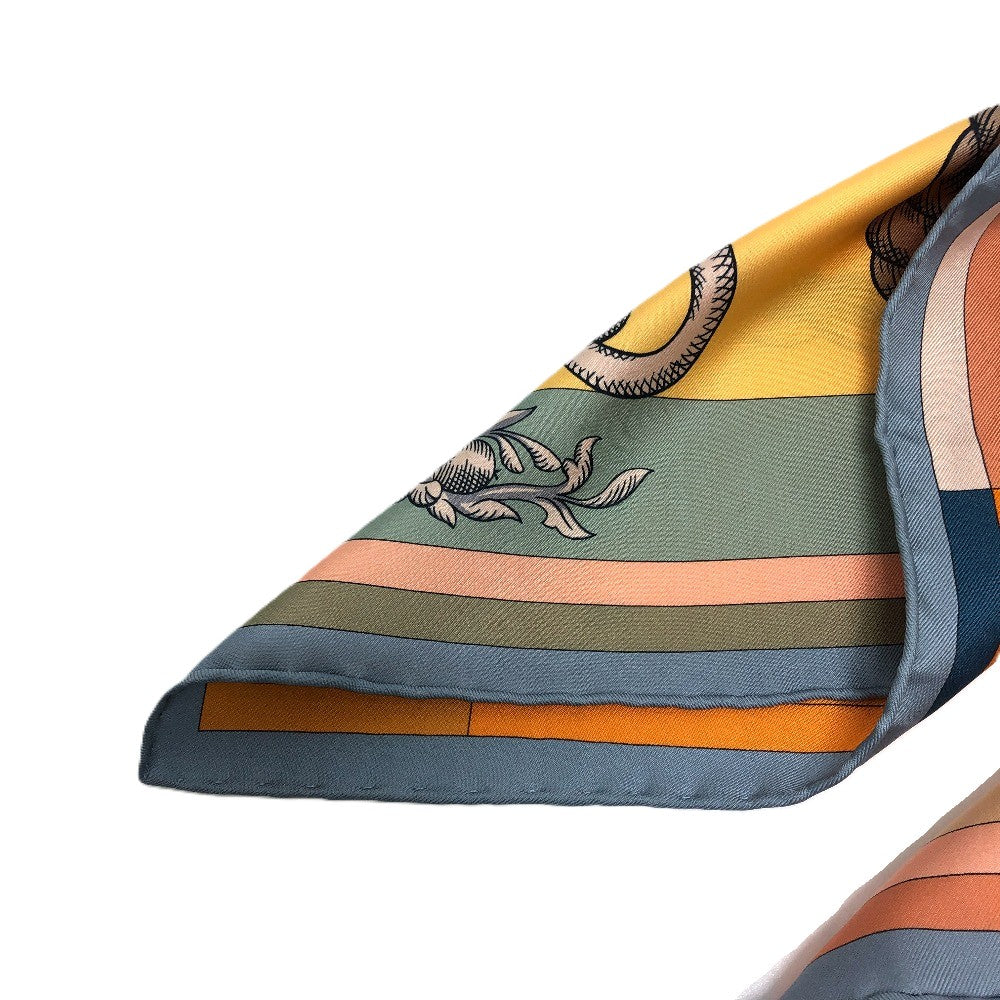 HERMES Double-Face Della Cavalleria Carre 90 Carre 90 Shawl Stole Large Scarf Scarf Silk Unisex Orange