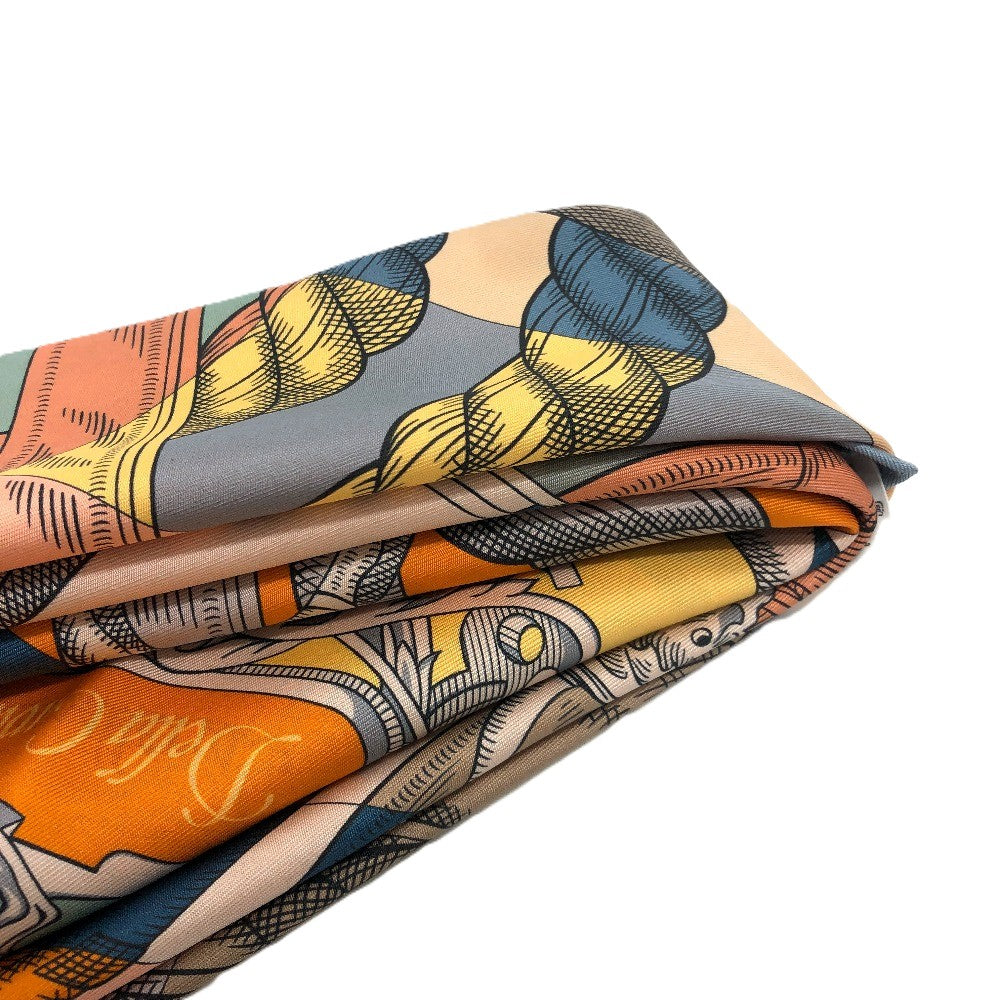 HERMES Double-Face Della Cavalleria Carre 90 Carre 90 Shawl Stole Large Scarf Scarf Silk Unisex Orange