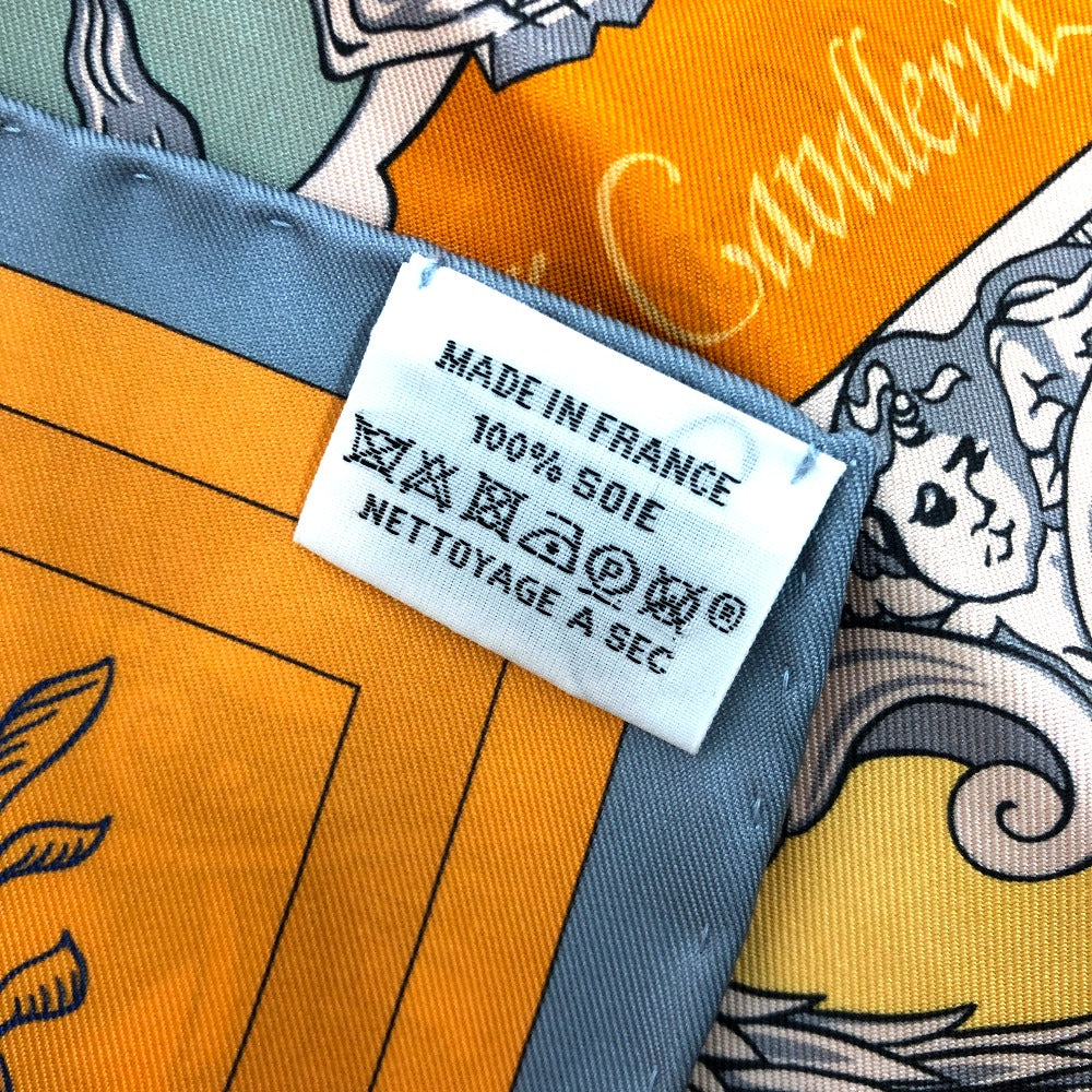 HERMES Double-Face Della Cavalleria Carre 90 Carre 90 Shawl Stole Large Scarf Scarf Silk Unisex Orange