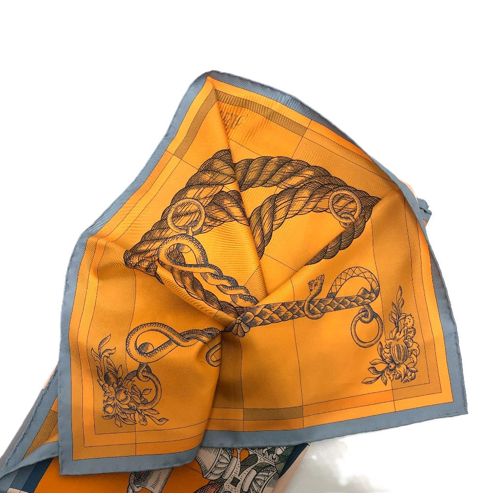 HERMES Double-Face Della Cavalleria Carre 90 Carre 90 Shawl Stole Large Scarf Scarf Silk Unisex Orange
