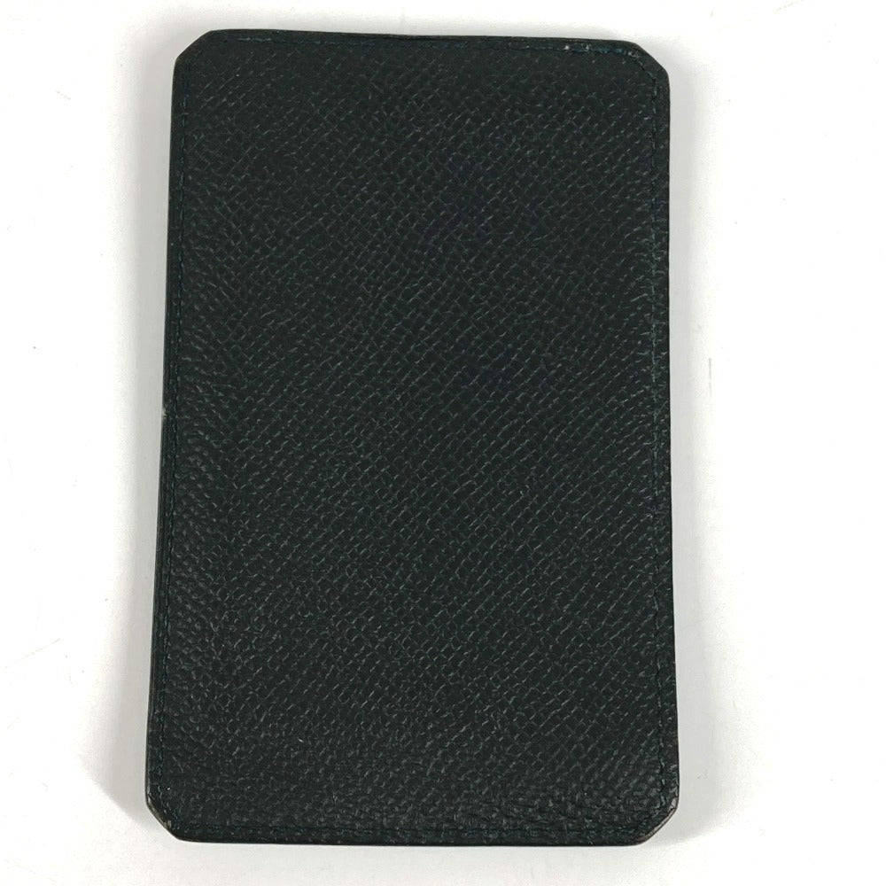 HERMES Logo City 3CC Business Card Holder Pass Case Tricolor Card Case Epsom Unisex Black