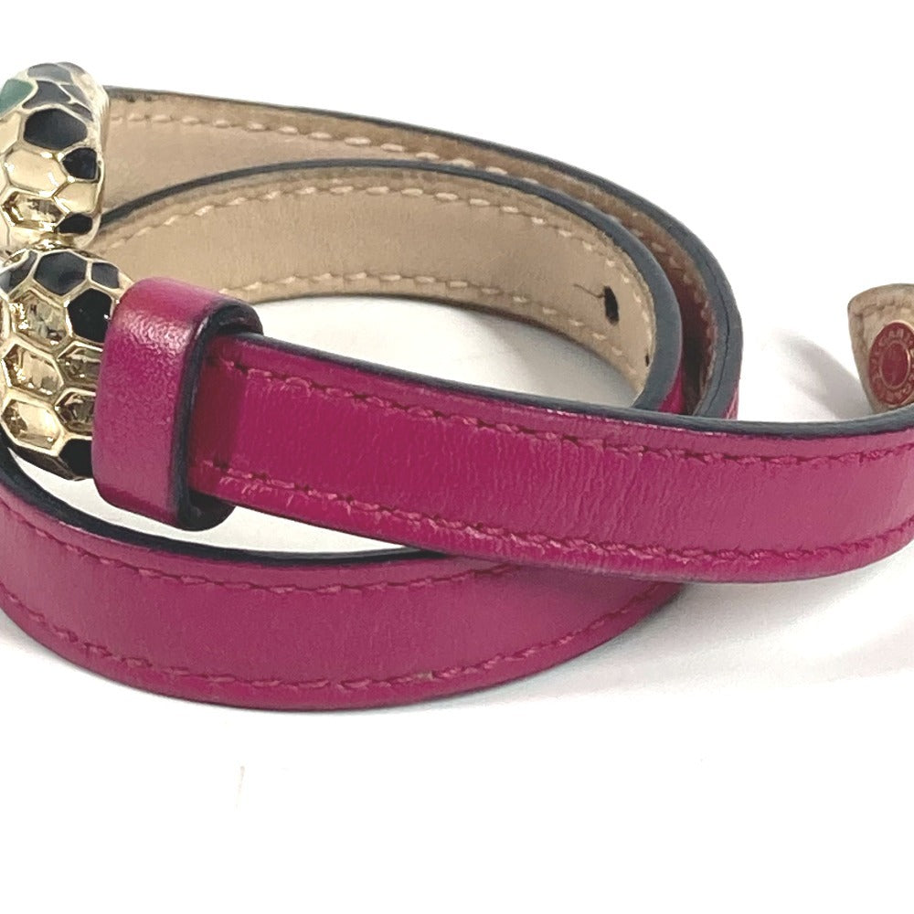 BVLGARI Double-Wrap Bracelet Bangle Serpenti Forever Logo Accessory Jewelry Bracelet Leather Unisex Pink