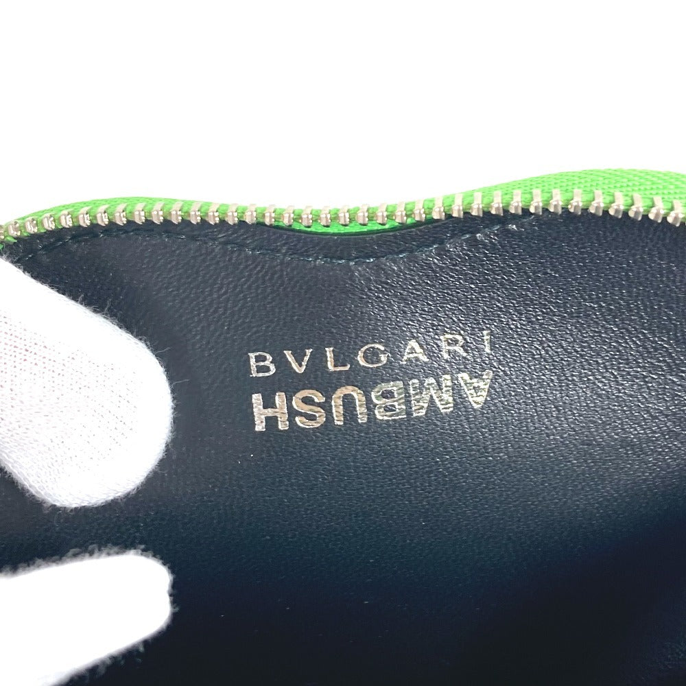 BVLGARI AMBUSH Logo Heart Wallet Coin Purse Leather Unisex Green