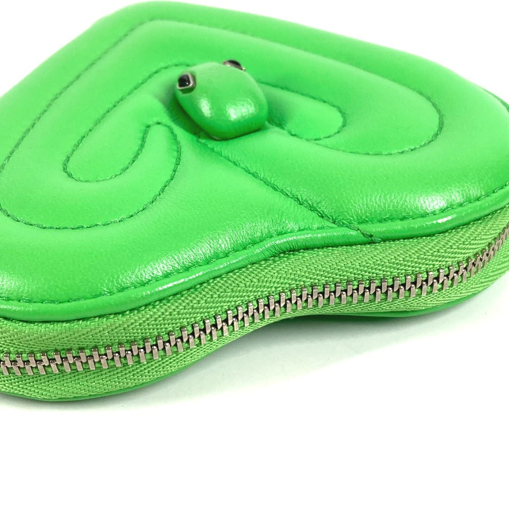 BVLGARI AMBUSH Logo Heart Wallet Coin Purse Leather Unisex Green