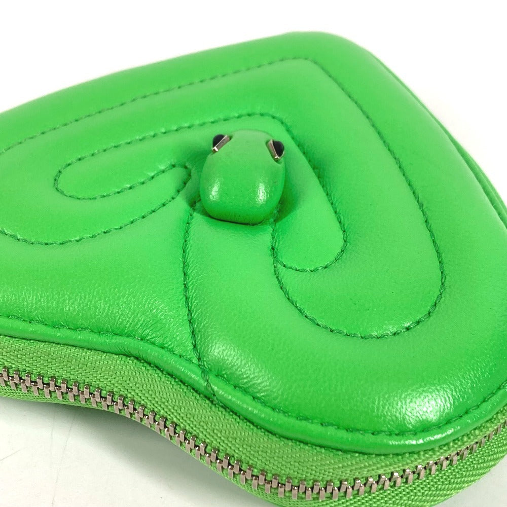 BVLGARI AMBUSH Logo Heart Wallet Coin Purse Leather Unisex Green