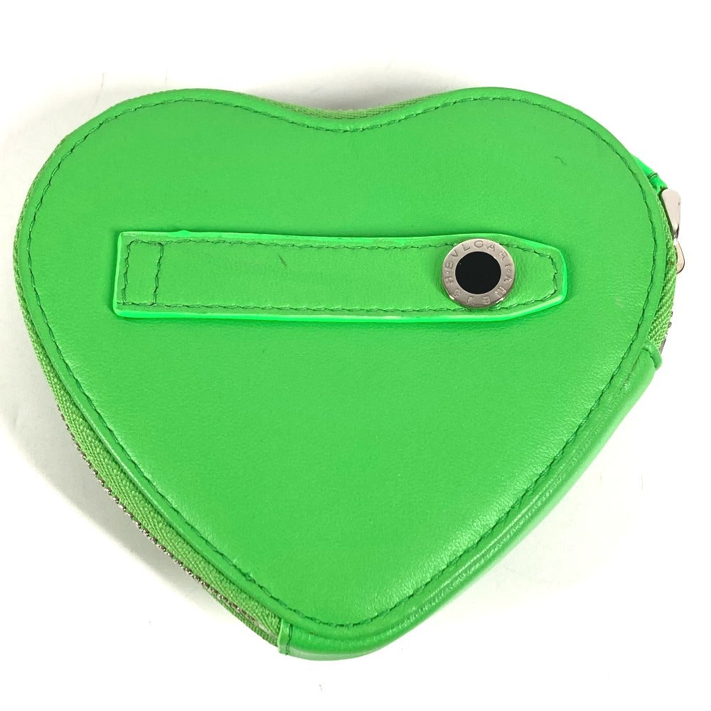 BVLGARI AMBUSH Logo Heart Wallet Coin Purse Leather Unisex Green