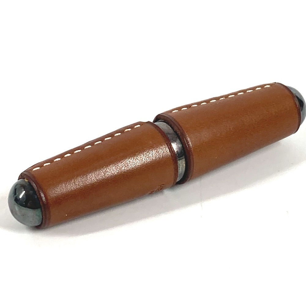 HERMES Logo Wine Opener Tableware Interior Goods Leather Unisex Brown