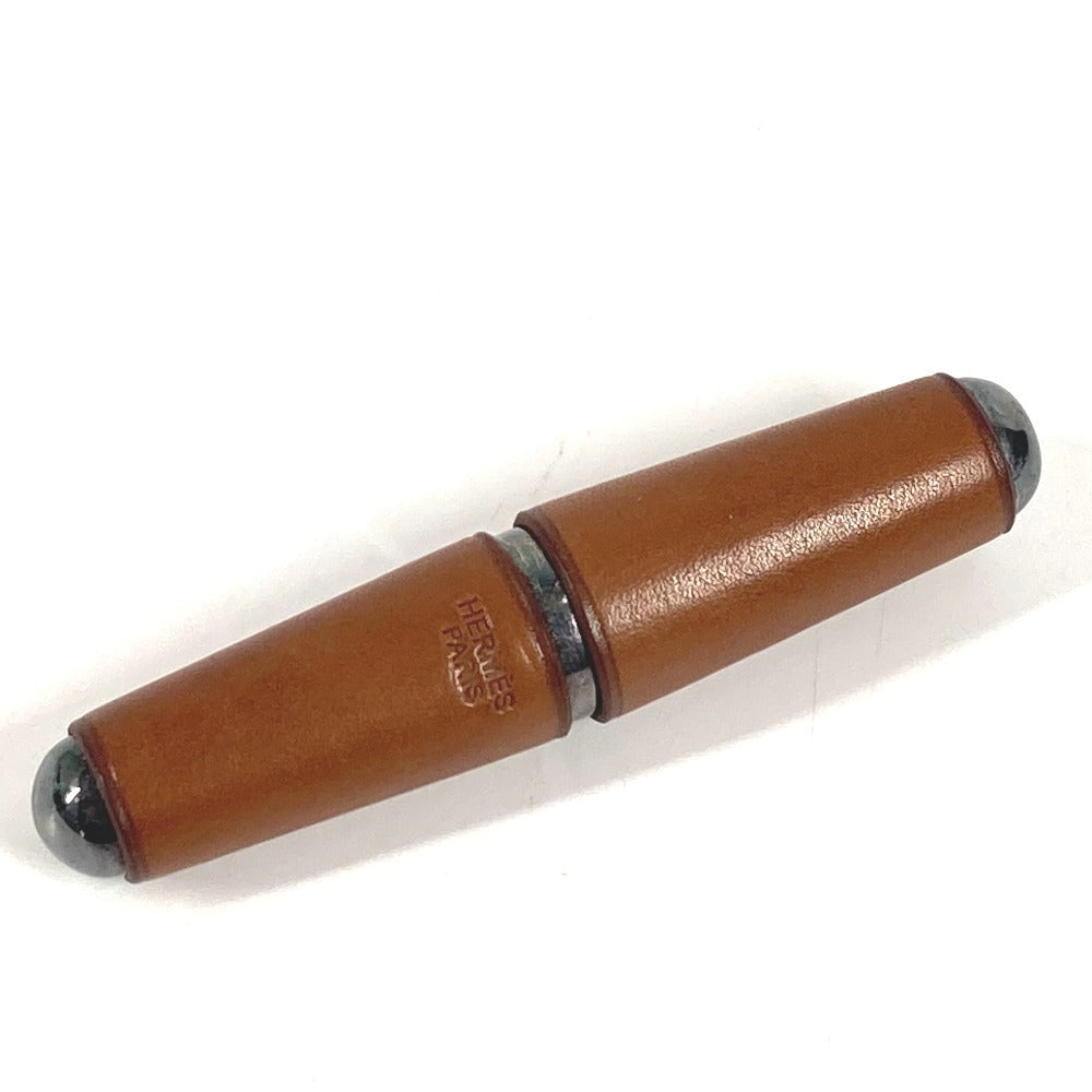 HERMES Logo Wine Opener Tableware Interior Goods Leather Unisex Brown