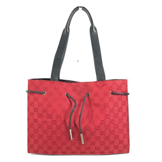 GUCCI 002 1053 GG Logo Bag Handbag Tote Shoulder Bag GG Canvas/Leather Unisex Red