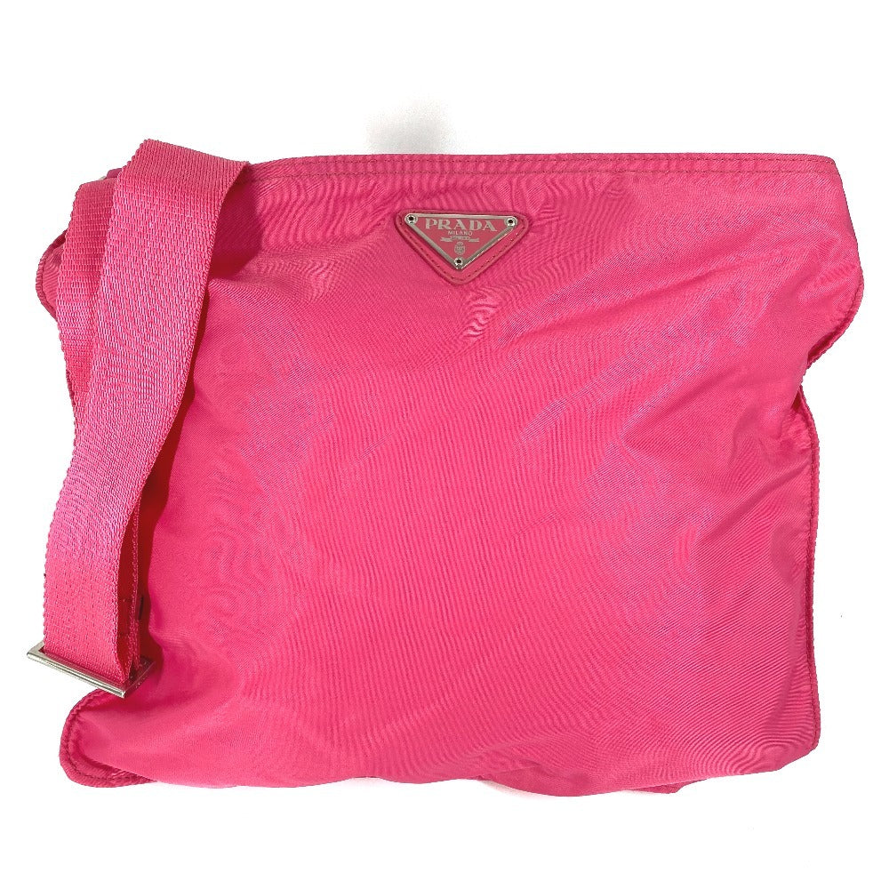 PRADA Triangle Logo Plate Crossbody Shoulder Bag Nylon Unisex Pink