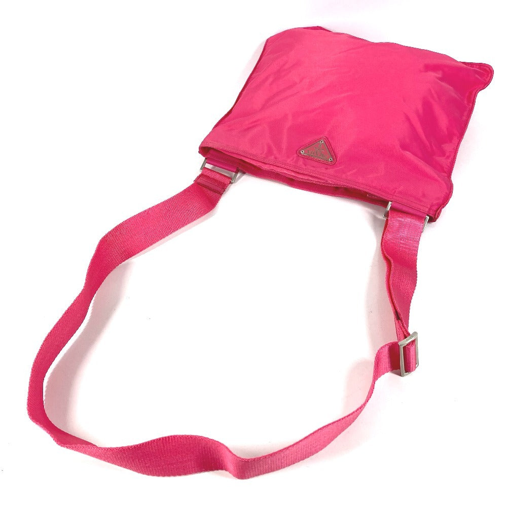 PRADA Triangle Logo Plate Crossbody Shoulder Bag Nylon Unisex Pink