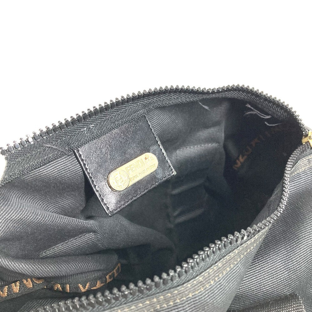 FENDI Vintage Logo Mini Boston Bag, Crossbody Bag, Handbag, Cylinder-shaped Shoulder Bag, Nylon, Unisex, Black