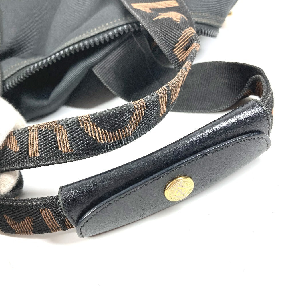 FENDI Vintage Logo Mini Boston Bag, Crossbody Bag, Handbag, Cylinder-shaped Shoulder Bag, Nylon, Unisex, Black