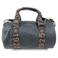 FENDI Vintage Logo Mini Boston Bag, Crossbody Bag, Handbag, Cylinder-shaped Shoulder Bag, Nylon, Unisex, Black