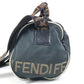 FENDI Vintage Logo Mini Boston Bag, Crossbody Bag, Handbag, Cylinder-shaped Shoulder Bag, Nylon, Unisex, Black