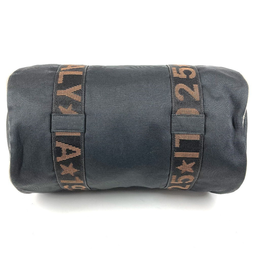 FENDI Vintage Logo Mini Boston Bag, Crossbody Bag, Handbag, Cylinder-shaped Shoulder Bag, Nylon, Unisex, Black