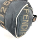 FENDI Vintage Logo Mini Boston Bag, Crossbody Bag, Handbag, Cylinder-shaped Shoulder Bag, Nylon, Unisex, Black