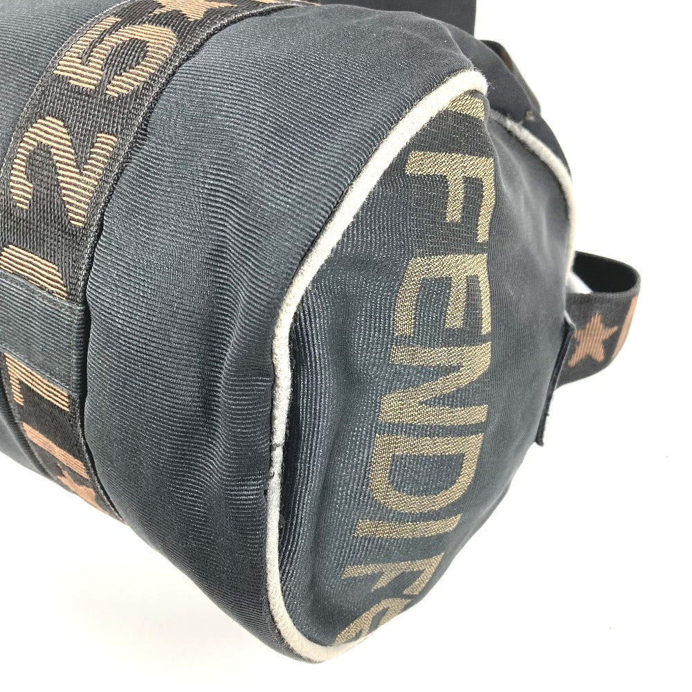 FENDI Vintage Logo Mini Boston Bag, Crossbody Bag, Handbag, Cylinder-shaped Shoulder Bag, Nylon, Unisex, Black