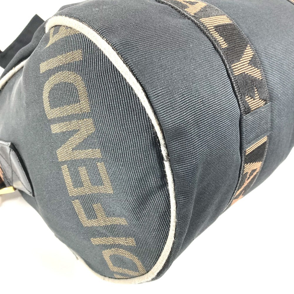 FENDI Vintage Logo Mini Boston Bag, Crossbody Bag, Handbag, Cylinder-shaped Shoulder Bag, Nylon, Unisex, Black