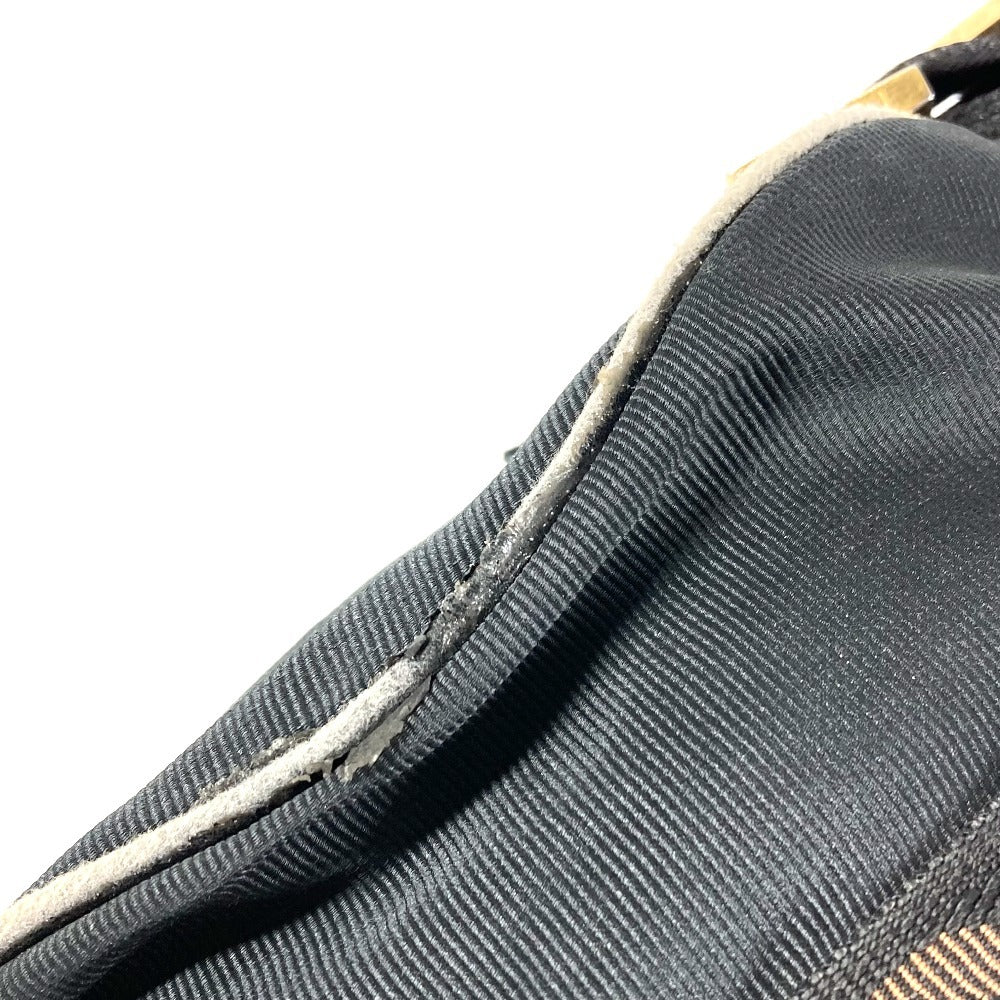 FENDI Vintage Logo Mini Boston Bag, Crossbody Bag, Handbag, Cylinder-shaped Shoulder Bag, Nylon, Unisex, Black