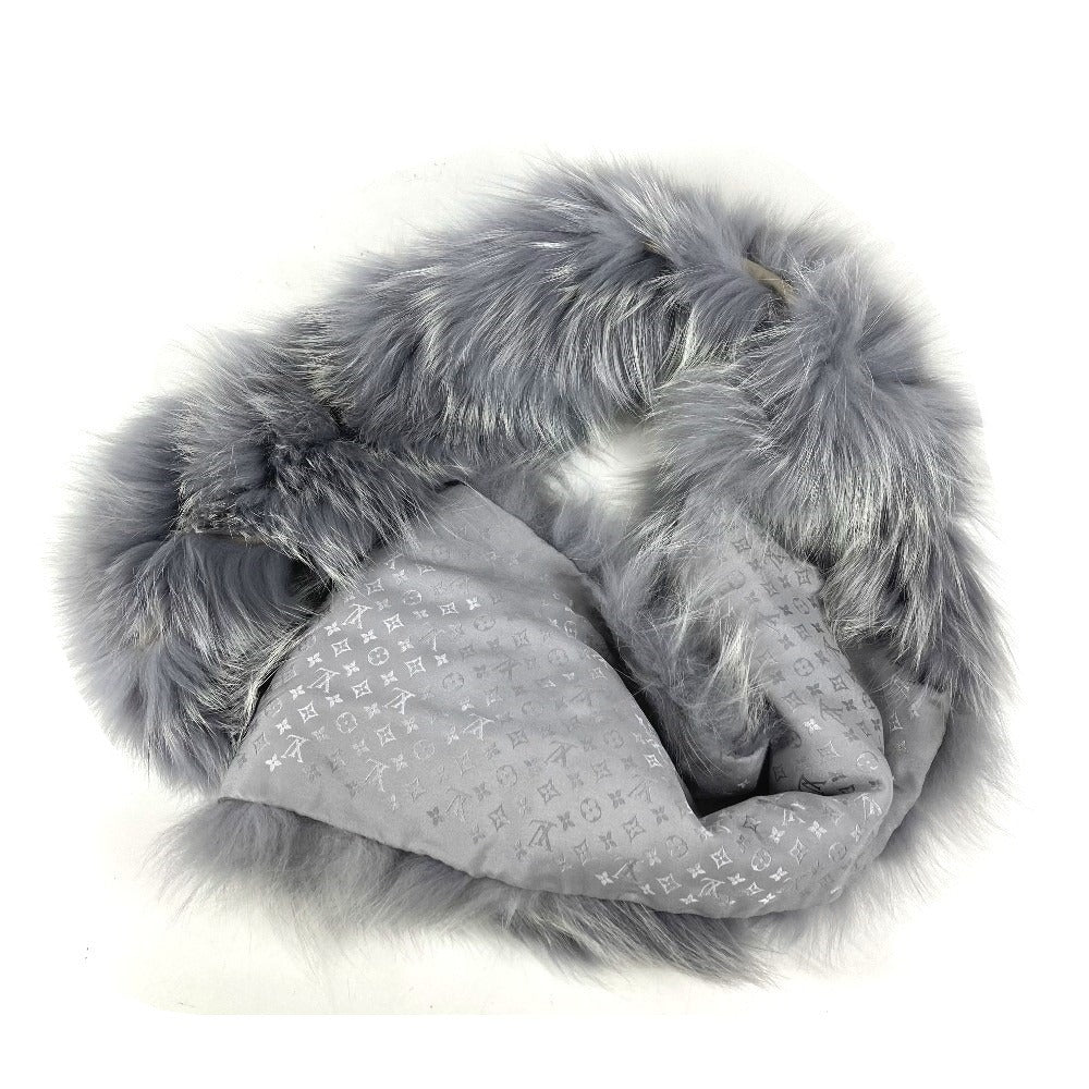 LOUIS VUITTON M75100 Tippet Accessory Logo Fur Scarf Fox Women's Light Blue