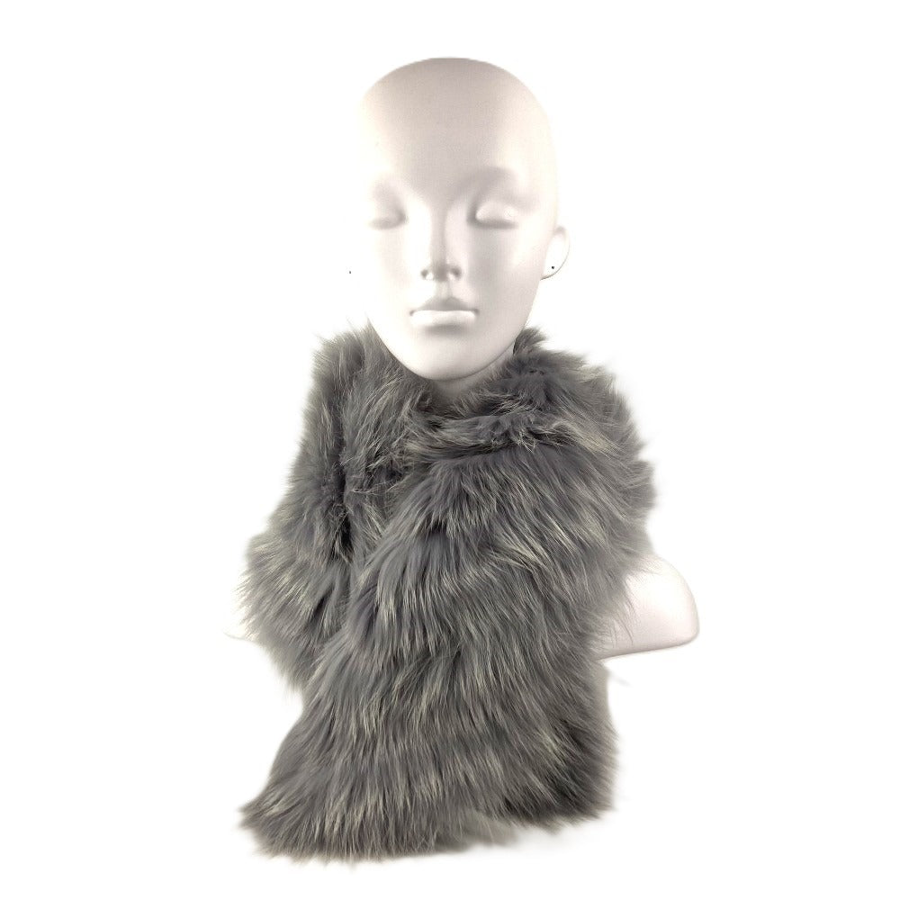 LOUIS VUITTON M75100 Tippet Accessory Logo Fur Scarf Fox Women's Light Blue