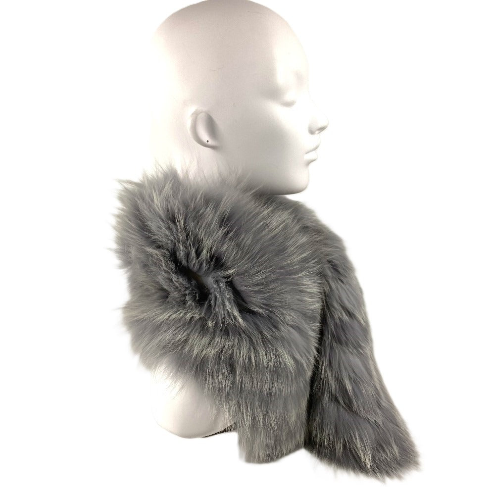 LOUIS VUITTON M75100 Tippet Accessory Logo Fur Scarf Fox Women's Light Blue