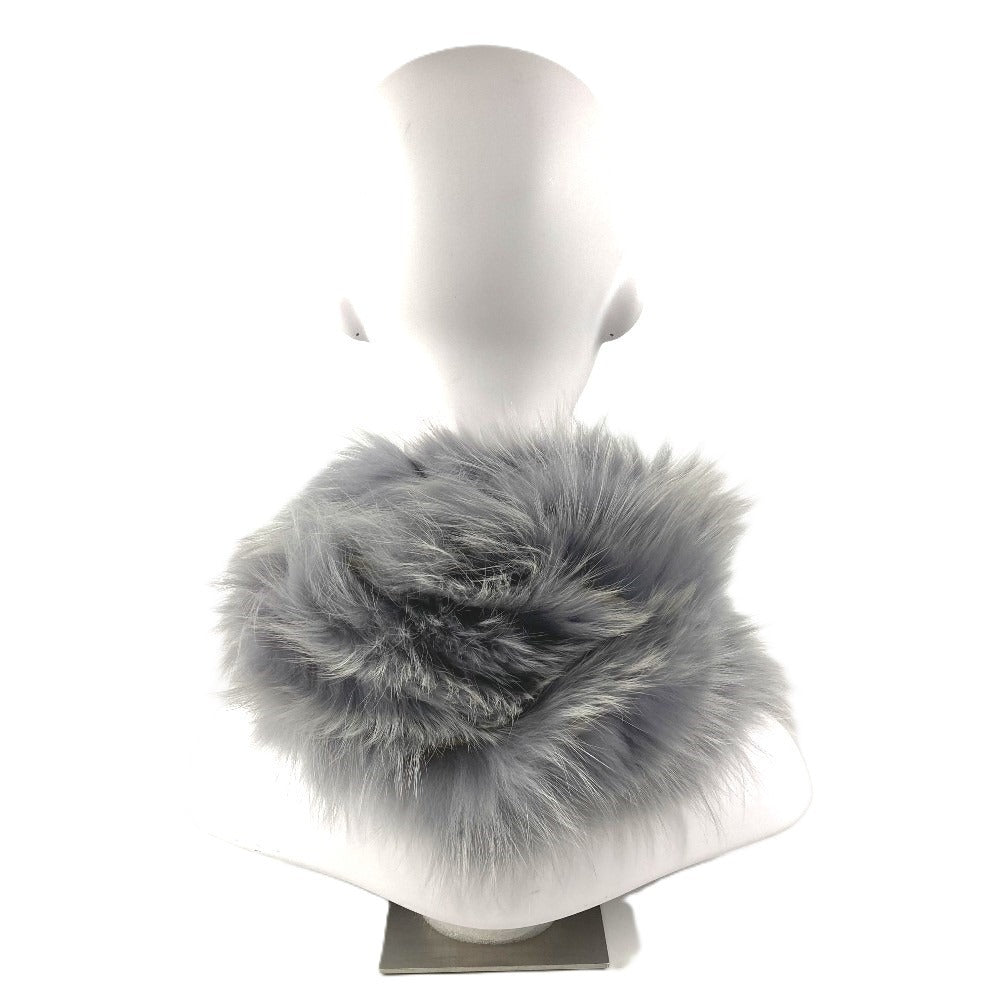 LOUIS VUITTON M75100 Tippet Accessory Logo Fur Scarf Fox Women's Light Blue