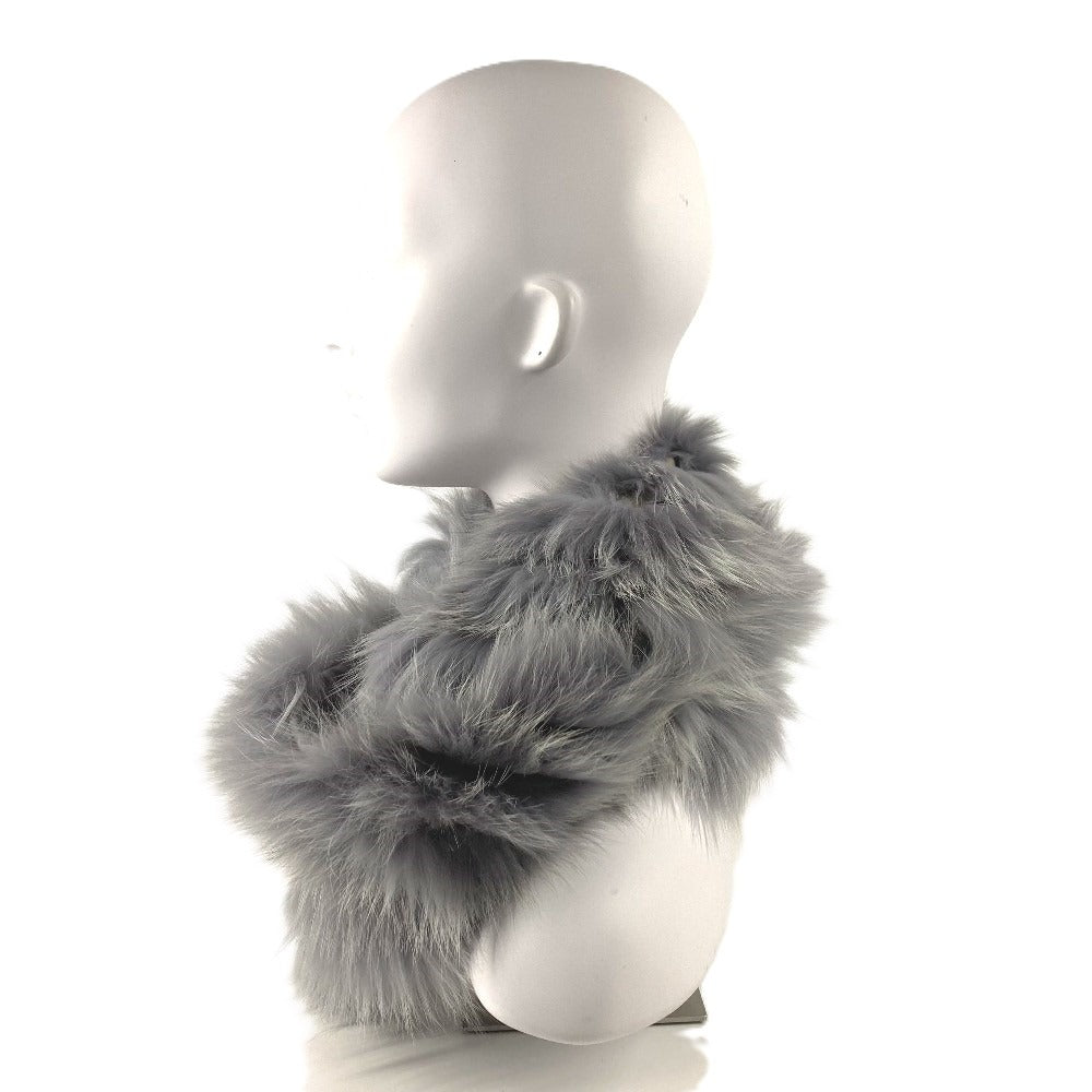 LOUIS VUITTON M75100 Tippet Accessory Logo Fur Scarf Fox Women's Light Blue