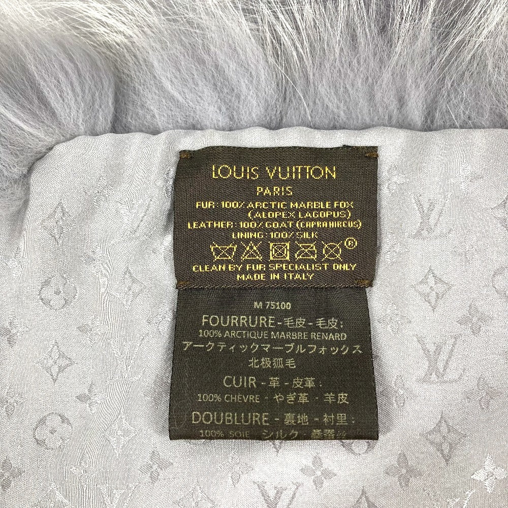 LOUIS VUITTON M75100 Tippet Accessory Logo Fur Scarf Fox Women's Light Blue