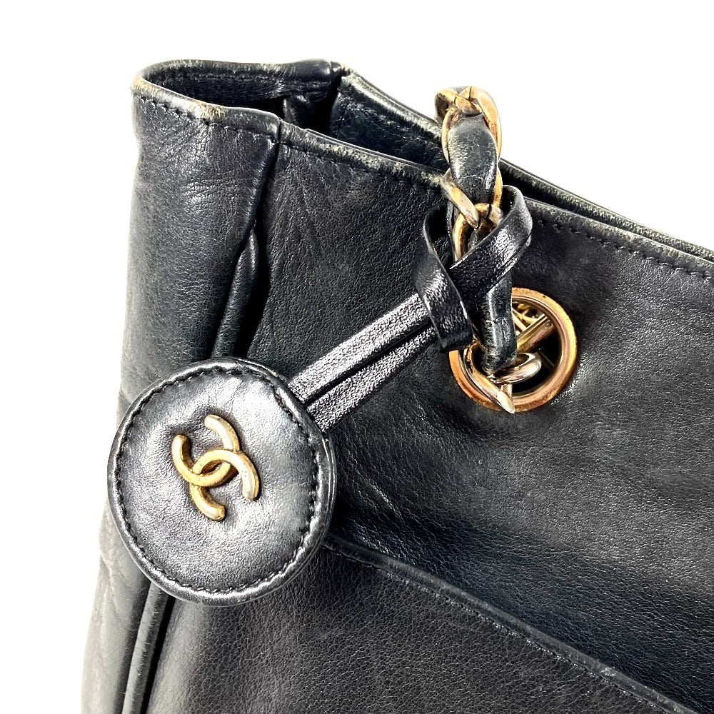 CHANEL Vintage Quilted Matelasse Double Chain Bag Shoulder Tote Bag Chain Bag Shoulder Bag Leather Ladies Black