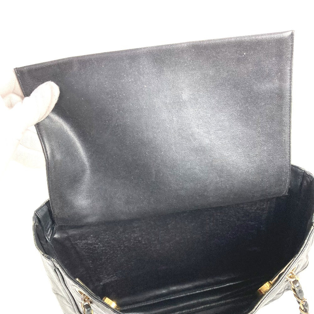 CHANEL Vintage Quilted Matelasse Double Chain Bag Shoulder Tote Bag Chain Bag Shoulder Bag Leather Ladies Black