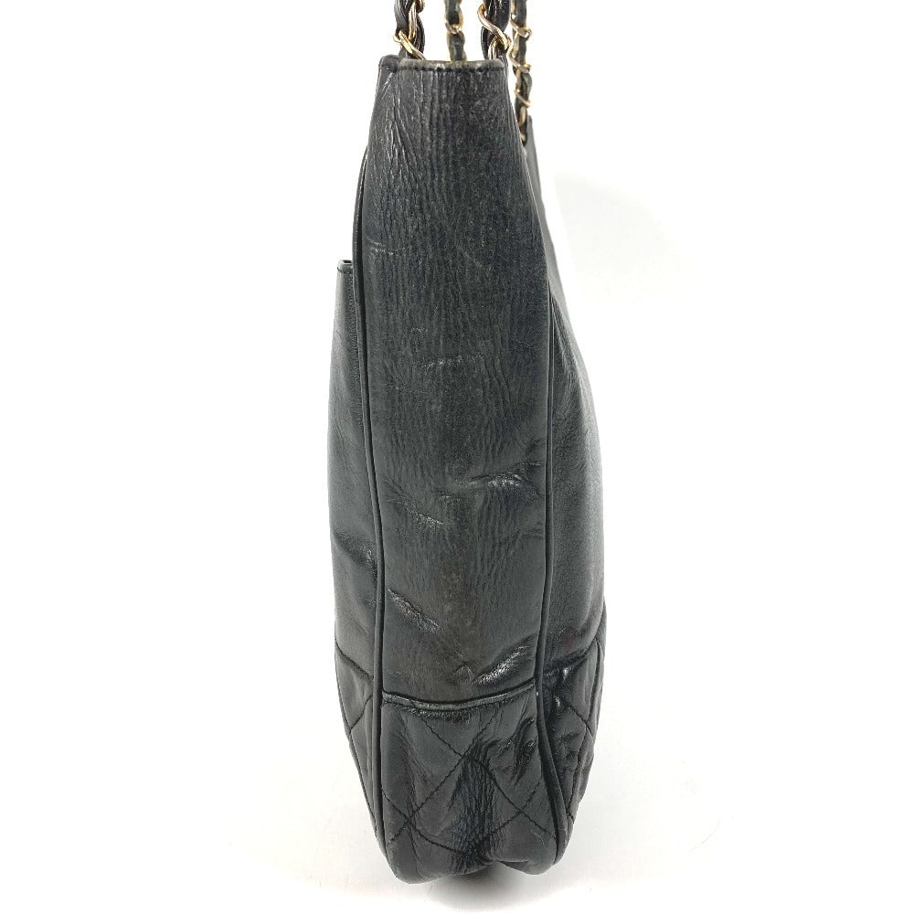 CHANEL Vintage Quilted Matelasse Double Chain Bag Shoulder Tote Bag Chain Bag Shoulder Bag Leather Ladies Black