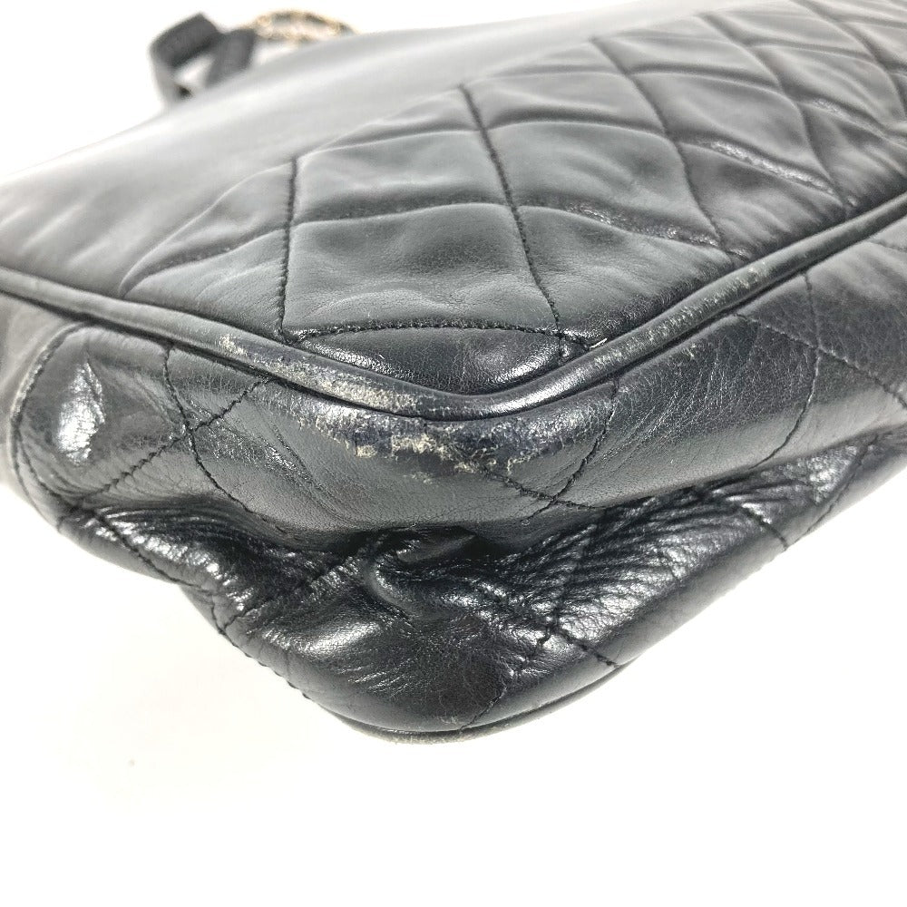 CHANEL Vintage Quilted Matelasse Double Chain Bag Shoulder Tote Bag Chain Bag Shoulder Bag Leather Ladies Black